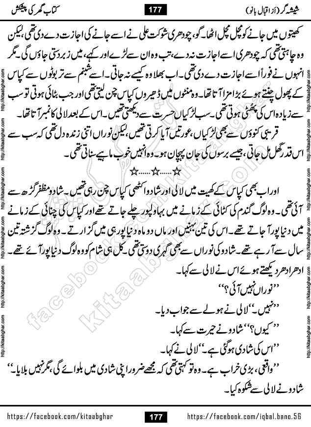 Forced Marriage based Romantic Urdu Novel Sheesha Gar by Iqbal Bano published on Kitab Ghar