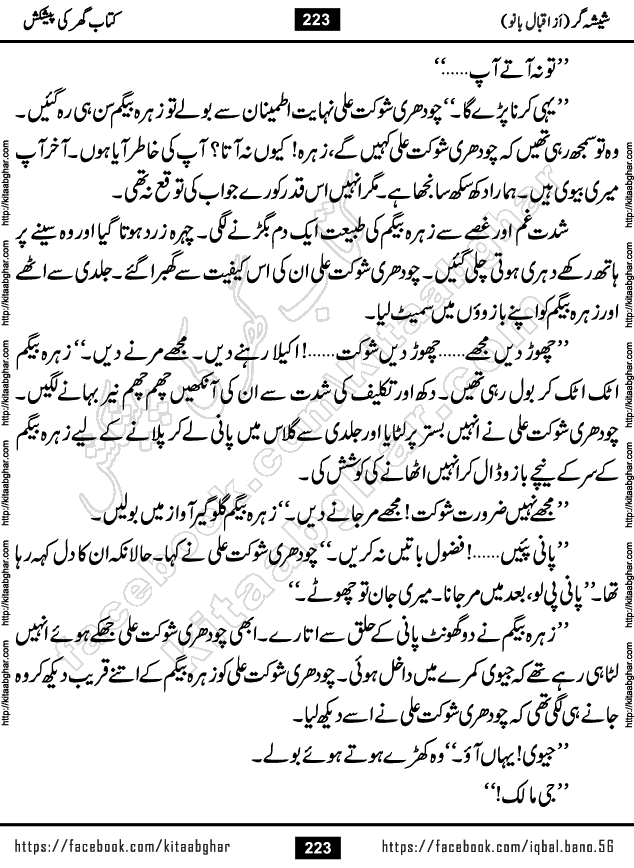Forced Marriage based Romantic Urdu Novel Sheesha Gar by Iqbal Bano published on Kitab Ghar