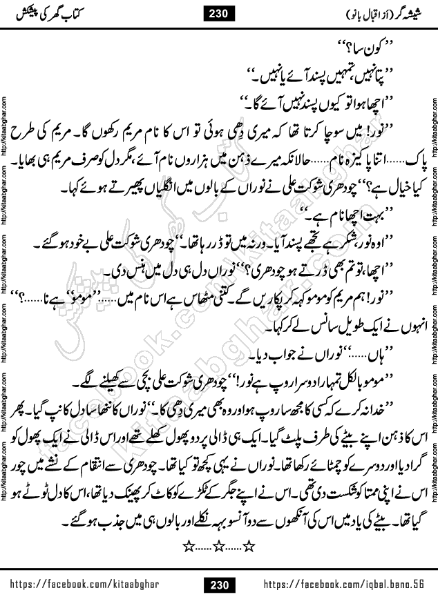 Forced Marriage based Romantic Urdu Novel Sheesha Gar by Iqbal Bano published on Kitab Ghar
