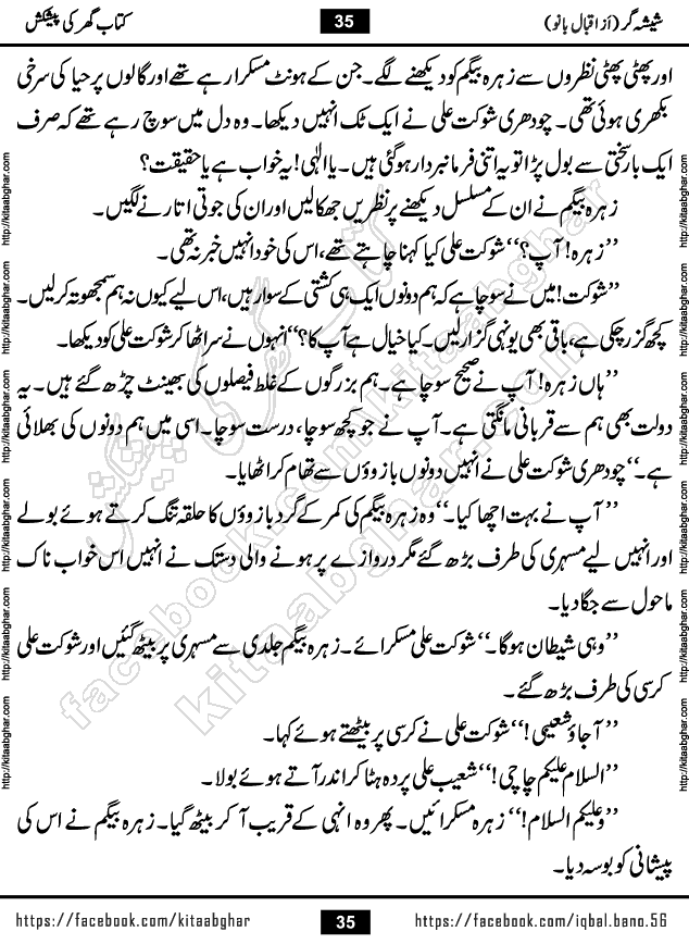 Forced Marriage based Romantic Urdu Novel Sheesha Gar by Iqbal Bano published on Kitab Ghar