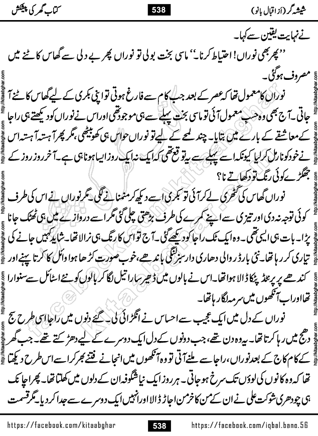 Forced Marriage based Romantic Urdu Novel Sheesha Gar by Iqbal Bano published on Kitab Ghar
