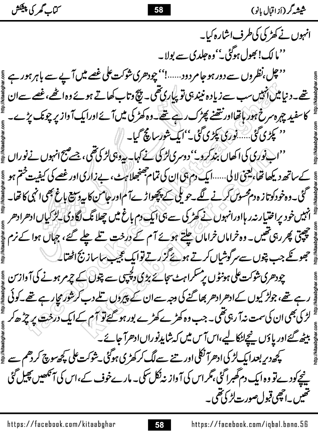 Forced Marriage based Romantic Urdu Novel Sheesha Gar by Iqbal Bano published on Kitab Ghar