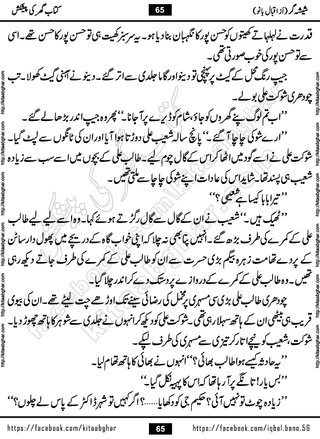 Forced Marriage based Romantic Urdu Novel Sheesha Gar by Iqbal Bano published on Kitab Ghar