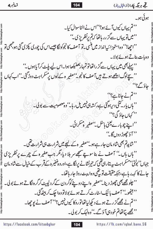 Tujhe Har Jagah Pukara by Iqbal Bano Famous Romantic Urdu Novel published on kitab ghar for online Urdu Novel Readers