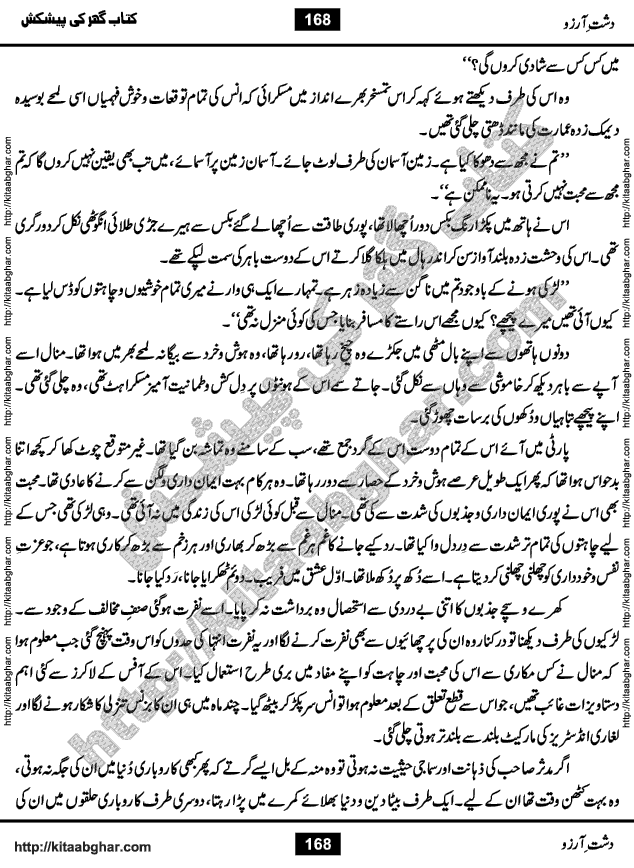 Dasht-e-Arzoo Romantic Urdu Novel by Iqra Sagheer Ahmed published on Kitab Ghar