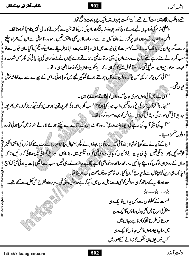 Dasht-e-Arzoo Romantic Urdu Novel by Iqra Sagheer Ahmed published on Kitab Ghar