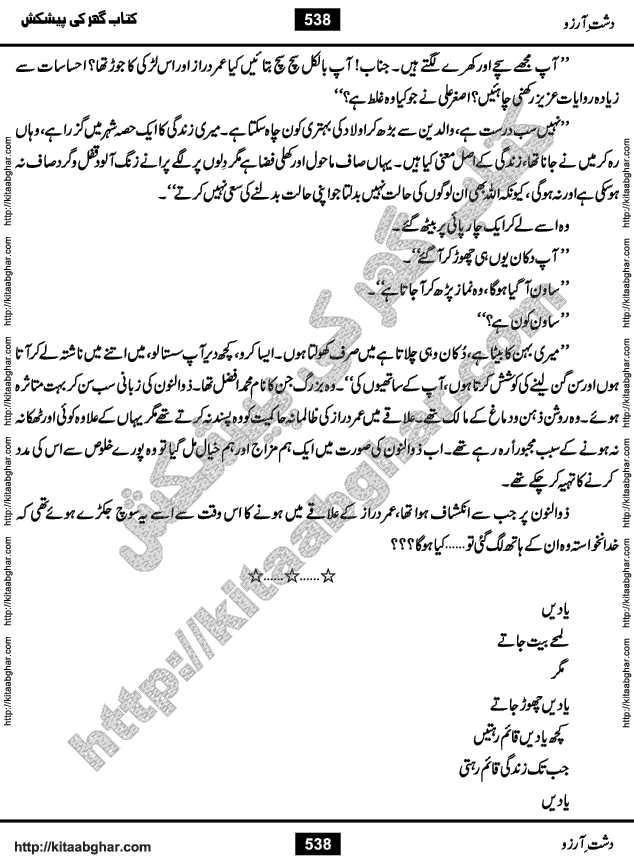 Dasht-e-Arzoo Romantic Urdu Novel by Iqra Sagheer Ahmed published on Kitab Ghar