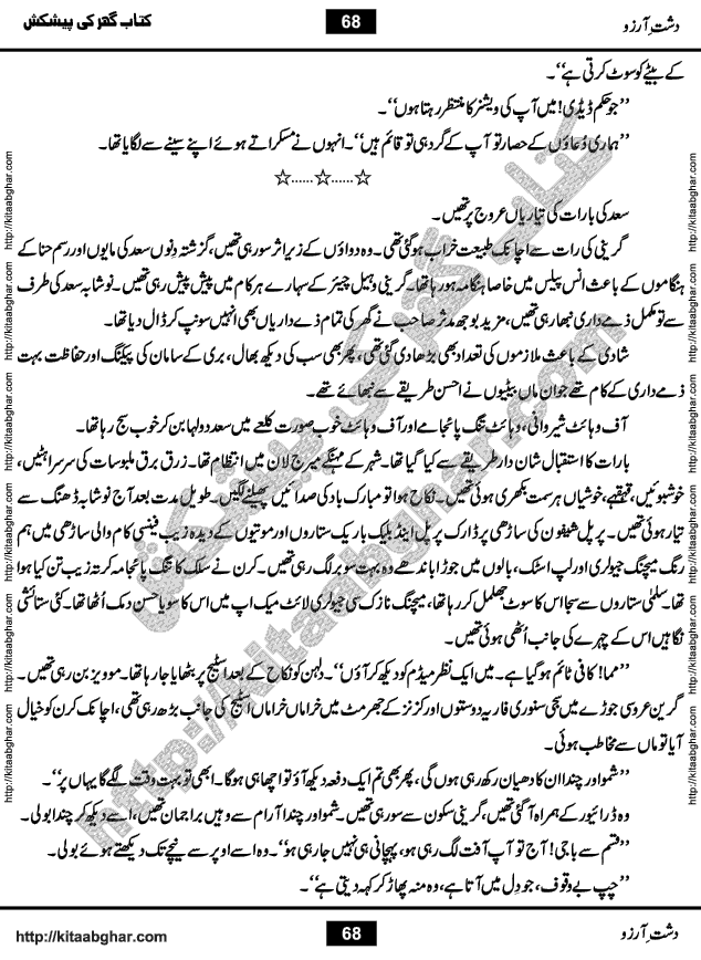 Dasht-e-Arzoo Romantic Urdu Novel by Iqra Sagheer Ahmed published on Kitab Ghar