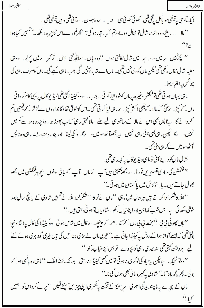 Mala last episode 21 by Nimra Ahmed Social Romantic Urdu Novel Pages published on Kitab Ghar as PDF eBook. Urdu Novel Mala story revolves around the life of the protagonist, Mala, and her journey through life's ups and downs