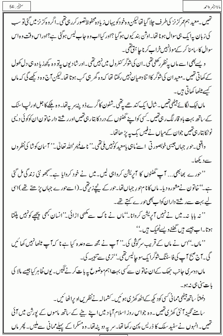 Mala last episode 21 by Nimra Ahmed Social Romantic Urdu Novel Pages published on Kitab Ghar as PDF eBook. Urdu Novel Mala story revolves around the life of the protagonist, Mala, and her journey through life's ups and downs
