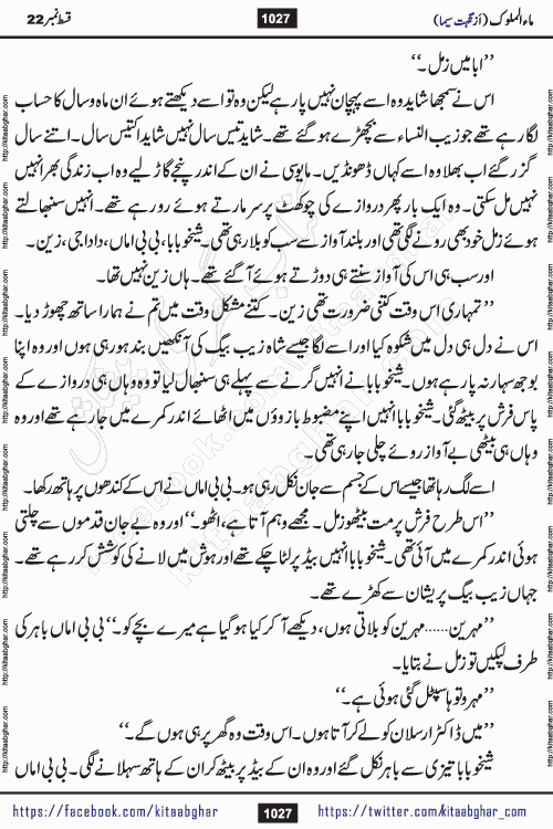 Ma ul Malook last episode 24 by Popular Writer Nighat Seema is a famous romantic urdu novel started on kitab ghar for urdu novel readers. Characters of this novel belong to Pakistani Society and Culture.