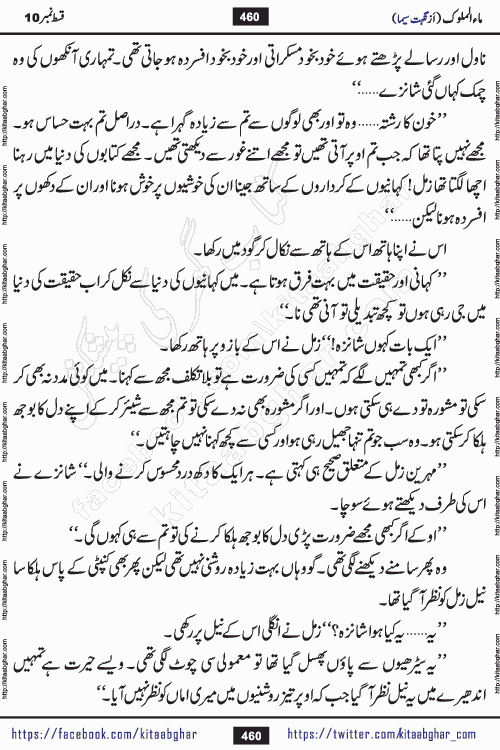 Ma ul Malook last episode 24 by Popular Writer Nighat Seema is a famous romantic urdu novel started on kitab ghar for urdu novel readers. Characters of this novel belong to Pakistani Society and Culture.