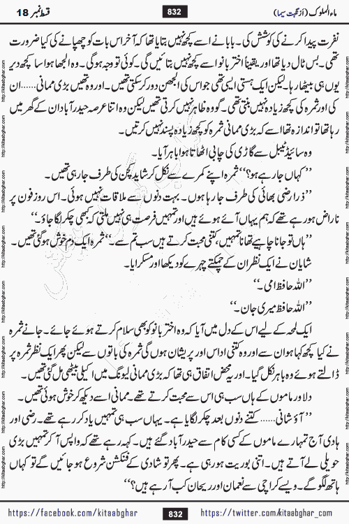 Ma ul Malook episode 20 & 21 by Popular Writer Nighat Seema is a famous romantic urdu novel started on kitab ghar for urdu novel readers. Characters of this novel belong to Pakistani Society and Culture.