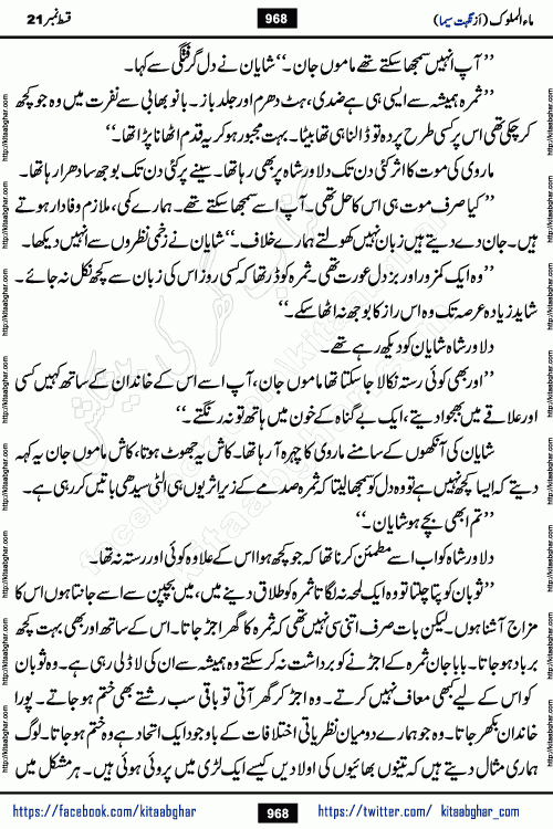 Ma ul Malook last episode 24 by Popular Writer Nighat Seema is a famous romantic urdu novel started on kitab ghar for urdu novel readers. Characters of this novel belong to Pakistani Society and Culture.