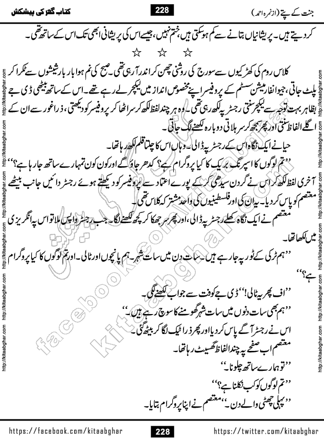 Jannat Ke Pattay by Nimra Ahmed Famous Romantic Urdu Novel published on Kitab Ghar, also available in Urdu Book Format
