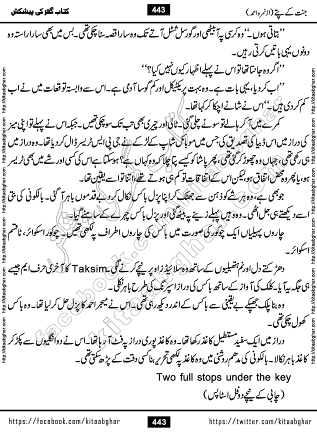 Jannat Ke Pattay by Nimra Ahmed Famous Romantic Urdu Novel published on Kitab Ghar, also available in Urdu Book Format
