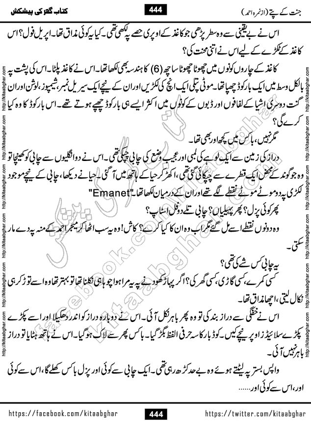 Jannat Ke Pattay by Nimra Ahmed Famous Romantic Urdu Novel published on Kitab Ghar, also available in Urdu Book Format