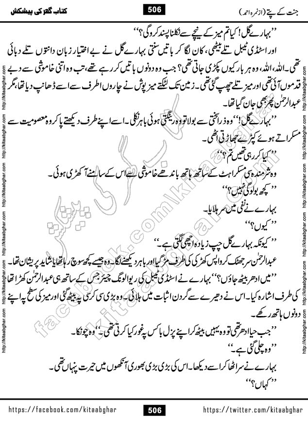 Jannat Ke Pattay by Nimra Ahmed Famous Romantic Urdu Novel published on Kitab Ghar, also available in Urdu Book Format