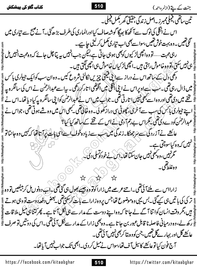 Jannat Ke Pattay by Nimra Ahmed Famous Romantic Urdu Novel published on Kitab Ghar, also available in Urdu Book Format