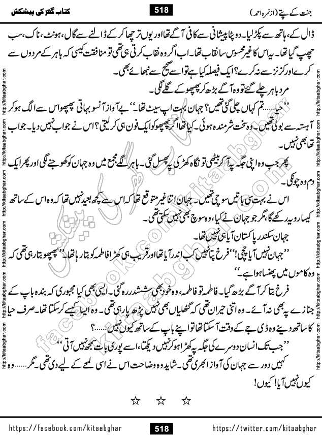 Jannat Ke Pattay by Nimra Ahmed Famous Romantic Urdu Novel published on Kitab Ghar, also available in Urdu Book Format