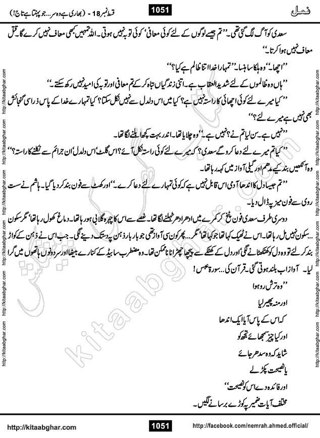 Romantic Urdu Novel on Murder Mystery Namal by Nimra Ahmed published on Kitab Ghar, also available in Urdu PDF Book Format
