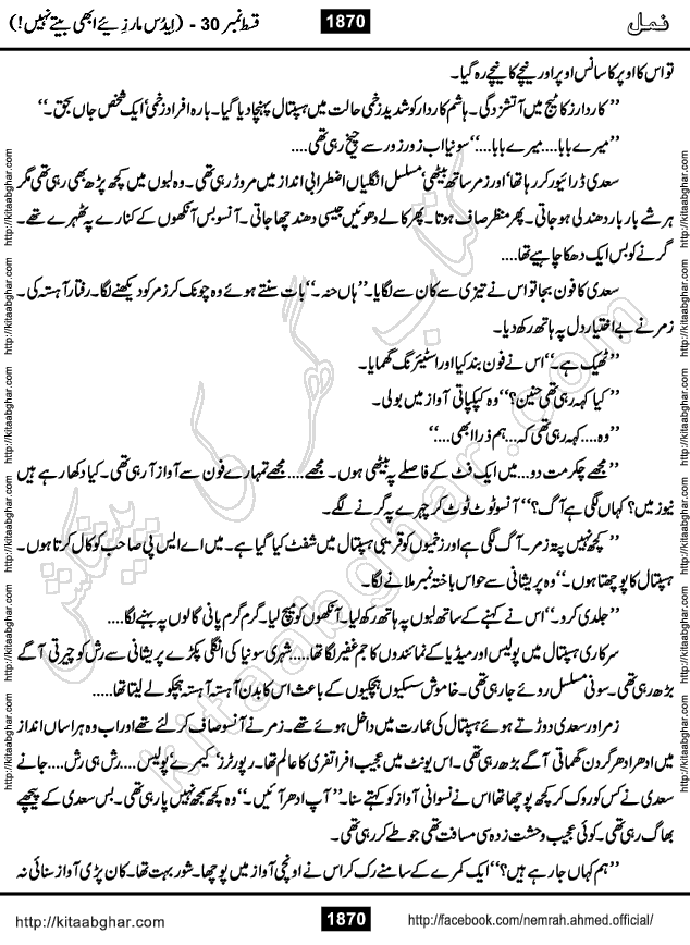 Romantic Urdu Novel on Murder Mystery Namal by Nimra Ahmed published on Kitab Ghar, also available in Urdu PDF Book Format