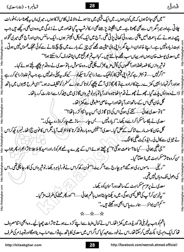 Romantic Urdu Novel on Murder Mystery Namal by Nimra Ahmed published on Kitab Ghar, also available in Urdu Book Format