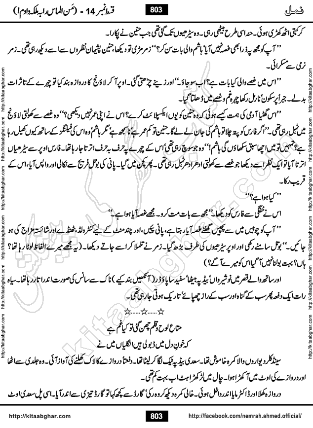 Romantic Urdu Novel on Murder Mystery Namal by Nimra Ahmed published on Kitab Ghar, also available in Urdu PDF Book Format