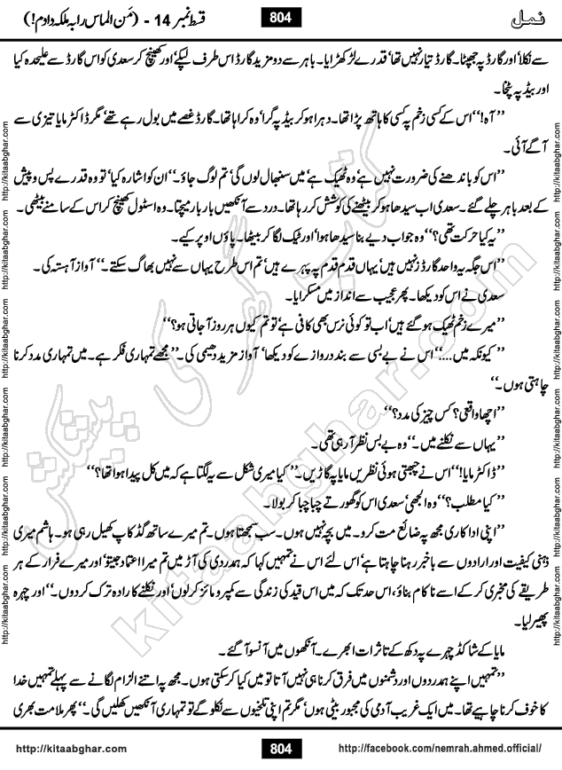 Romantic Urdu Novel on Murder Mystery Namal by Nimra Ahmed published on Kitab Ghar, also available in Urdu PDF Book Format