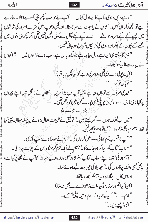 Angna Phool Khilenge episode 29 by Popular Writer Rahat Jabeen is a famous romantic urdu novel started on kitab ghar for urdu novel readers