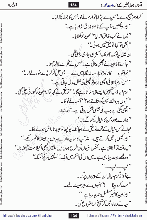 Angna Phool Khilenge episode 28 by Popular Writer Rahat Jabeen is a famous romantic urdu novel started on kitab ghar for urdu novel readers