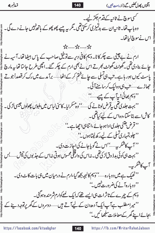 Angna Phool Khilenge episode 28 by Popular Writer Rahat Jabeen is a famous romantic urdu novel started on kitab ghar for urdu novel readers