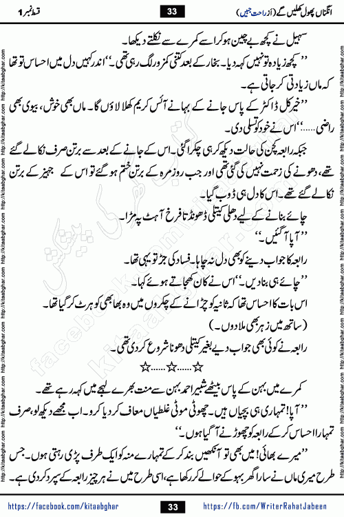 Angna Phool Khilenge episode 28 by Popular Writer Rahat Jabeen is a famous romantic urdu novel started on kitab ghar for urdu novel readers