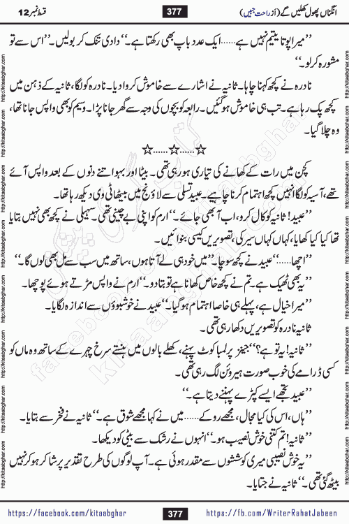 Angna Phool Khilenge episode 28 by Popular Writer Rahat Jabeen is a famous romantic urdu novel started on kitab ghar for urdu novel readers