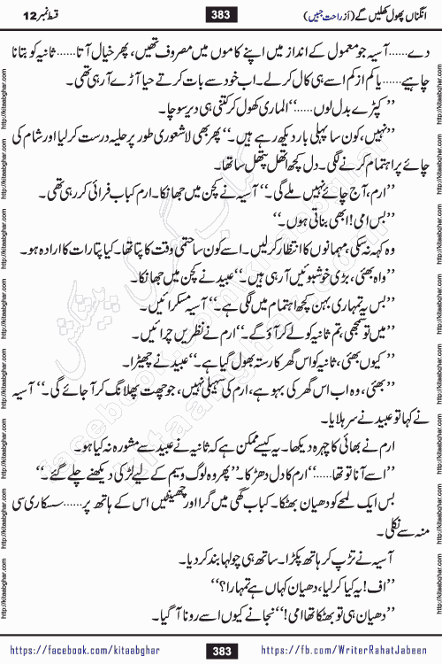Angna Phool Khilenge episode 28 by Popular Writer Rahat Jabeen is a famous romantic urdu novel started on kitab ghar for urdu novel readers