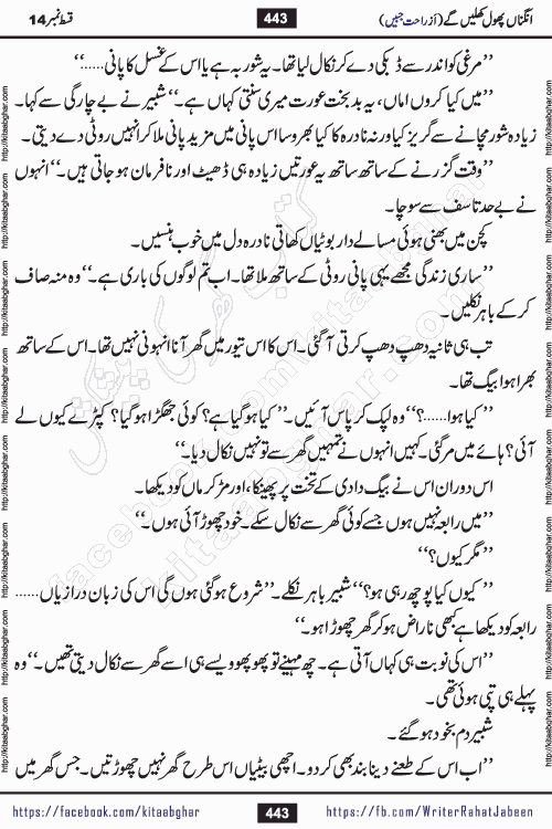 Angna Phool Khilenge last episode 30 by Popular Writer Rahat Jabeen is a famous romantic urdu novel started on kitab ghar for urdu novel readers