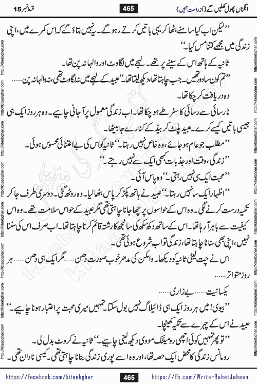 Angna Phool Khilenge last episode 30 by Popular Writer Rahat Jabeen is a famous romantic urdu novel started on kitab ghar for urdu novel readers