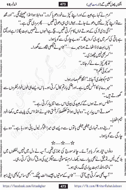 Angna Phool Khilenge last episode 30 by Popular Writer Rahat Jabeen is a famous romantic urdu novel started on kitab ghar for urdu novel readers