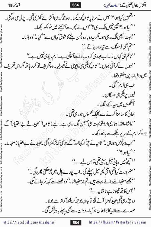 Angna Phool Khilenge episode 28 by Popular Writer Rahat Jabeen is a famous romantic urdu novel started on kitab ghar for urdu novel readers