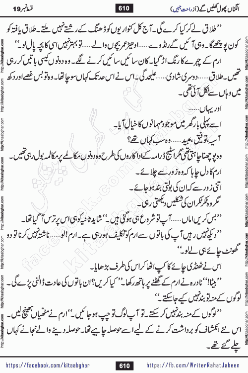 Angna Phool Khilenge last episode 30 by Popular Writer Rahat Jabeen is a famous romantic urdu novel started on kitab ghar for urdu novel readers