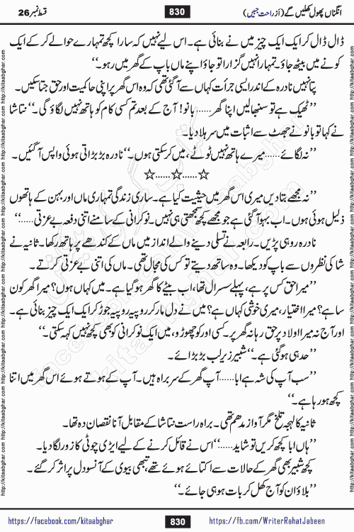 Angna Phool Khilenge episode 28 by Popular Writer Rahat Jabeen is a famous romantic urdu novel started on kitab ghar for urdu novel readers