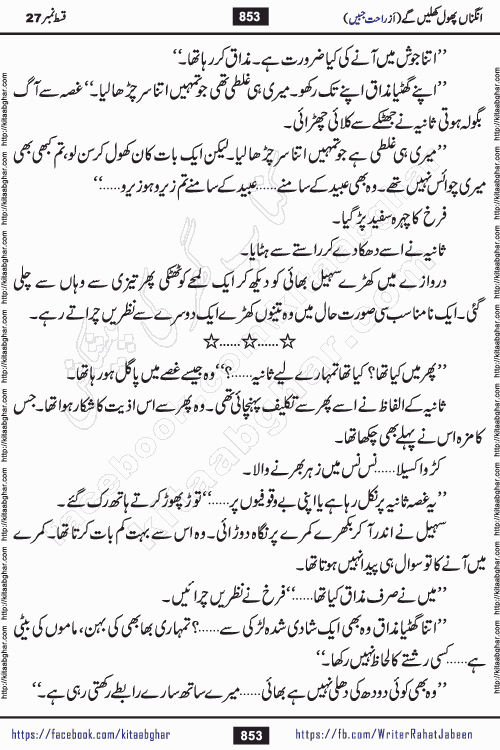 Angna Phool Khilenge episode 28 by Popular Writer Rahat Jabeen is a famous romantic urdu novel started on kitab ghar for urdu novel readers