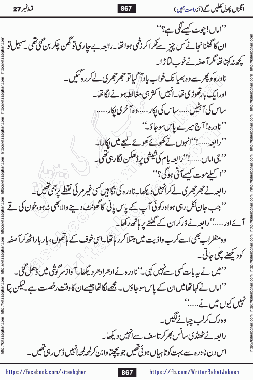 Angna Phool Khilenge episode 28 by Popular Writer Rahat Jabeen is a famous romantic urdu novel started on kitab ghar for urdu novel readers