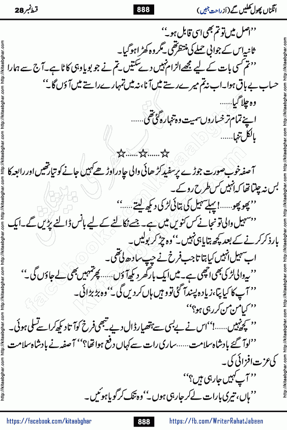 Angna Phool Khilenge episode 29 by Popular Writer Rahat Jabeen is a famous romantic urdu novel started on kitab ghar for urdu novel readers