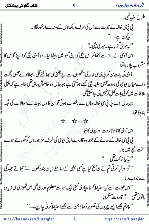 Shimana Horror Urdu Novel written by Rizwan Ali Somroo published on kitab ghar is a story about young woman Shimana who could sense unfortunate upcoming incidents before time. Shimana urdu novel is about local folklore, a mysterious girl and an ancient secret. The story is blending suspense, supernatural folklore taking readers deep into a world of Jinn, shadows, and untold horrors. Rizwan Ali Somroo is emerging writer who have written many stories in Dar Digest and Akhbar e Jahan Magazine.