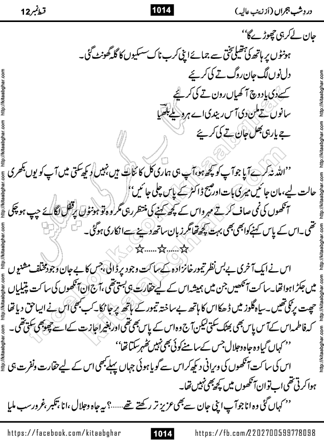 Dard e Shab e Hijran last episode 15 by Zainab Aliya Famous Urdu Novel