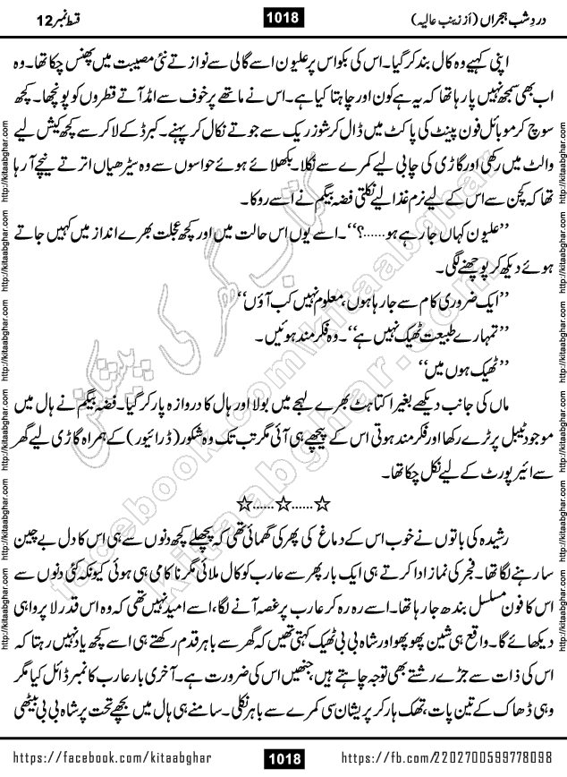 Dard e Shab e Hijran last episode 15 by Zainab Aliya Famous Urdu Novel